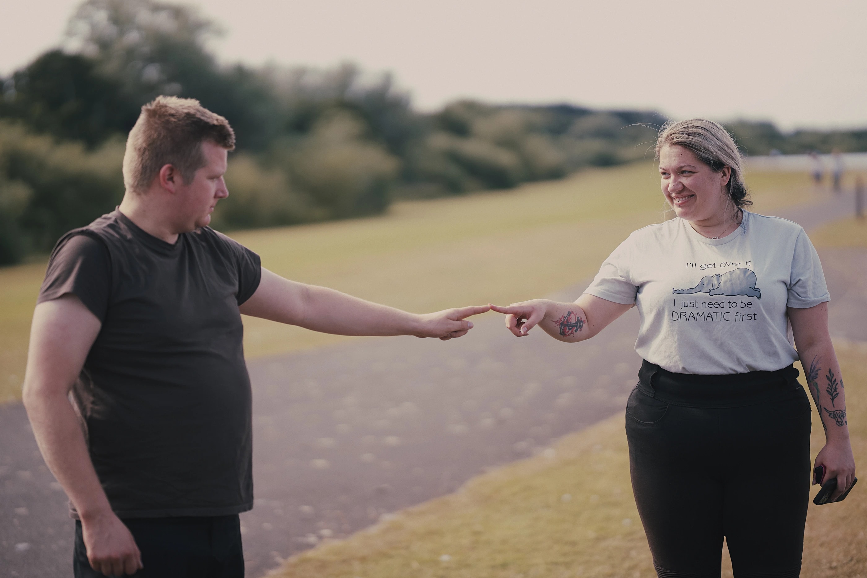 Patrycja and Krzysztof holding hands