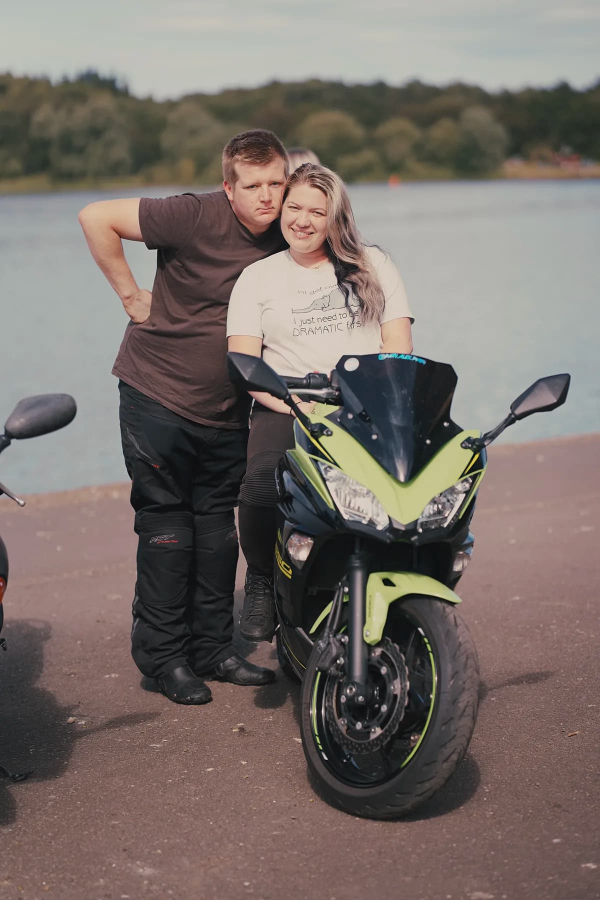 Patrycja and Krzysztof together by their motorbikes